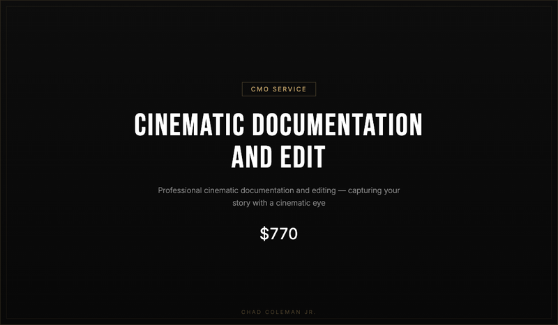 Cinematic Documentation and Edit